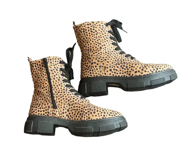 Olivia Miller Normie Leopard Print Combat Boots