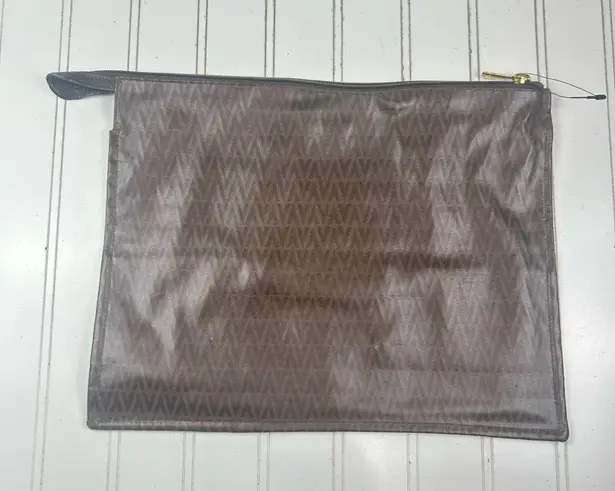 Mario Valentino Brown Monogram Zippered Pouch / Cosmetic Bag Clutch Unisex