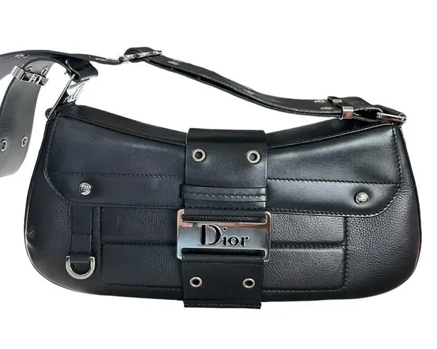 Christian Dior Columbus Black Leather Shoulder Bag RARE Excellent Condition