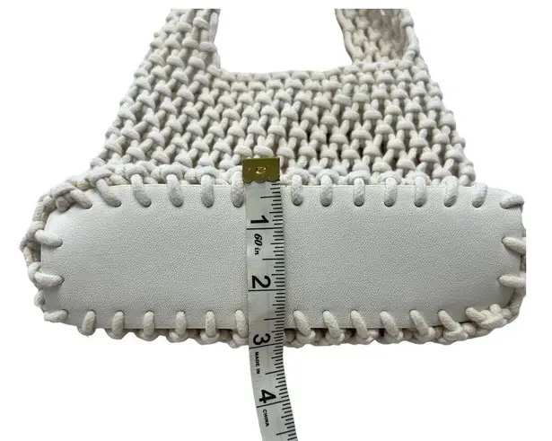 About Face Mini Crocheted Rope Bag Tote Purse Casual White Beach Vacation Bath