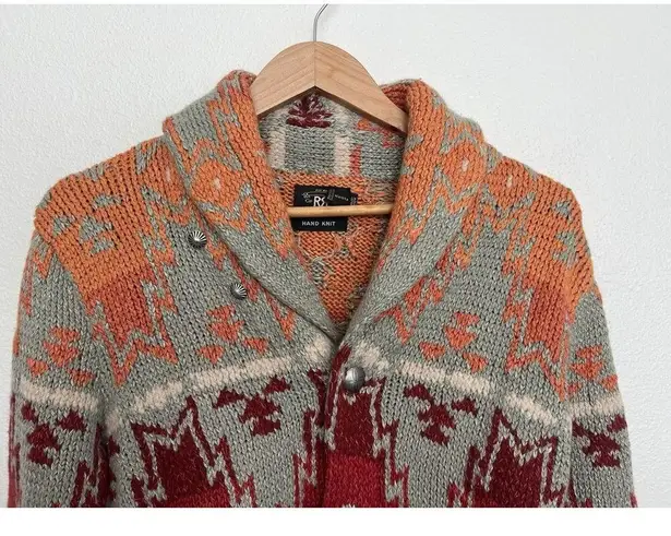 RRL Ralph Lauren Hand Knit Ranch Cardigan Sweater Aztec Gray Women's Size S 2
