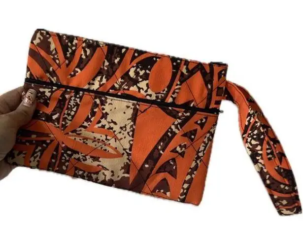 Handmade NWOT Hawaiian Aloha Polynesian Dual Zipper Cosmetic Wristlet Bag