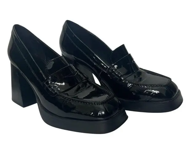 ALOHAS Patent Leather Loafers Women’s Size 9 Black Block Heel Slip