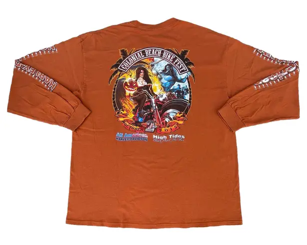 Harley Davidson Colonial Beach Bike Fest Halloween Orange Long Sleeve T-shirt