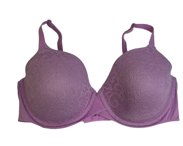Maidenform 36D Bra Demi T-Shirt Purple Lace Lightly Padded Underwire DM7543