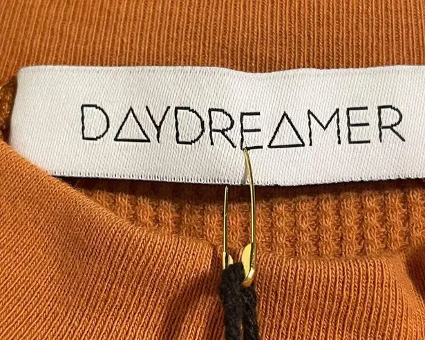 Daydreamer  Shirt Women's Large NWT Thermal Crop Long Sleeve Mock Top Orange