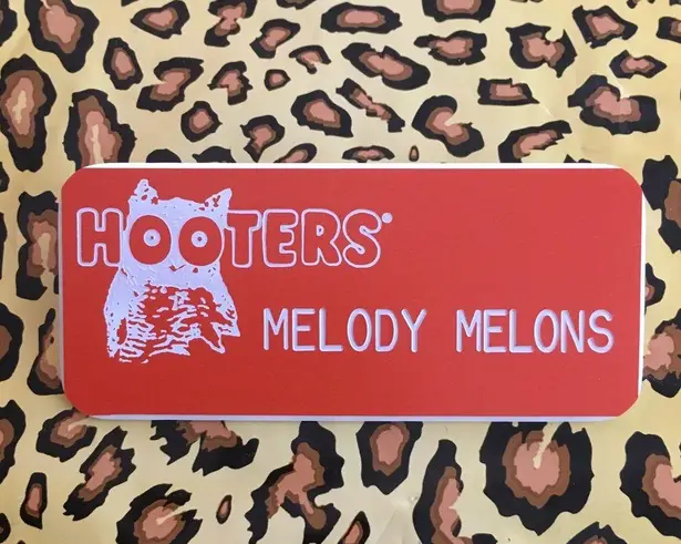 Hooters New Girl Uniform Name Tag “Melody Melons” Halloween Costume Accessory