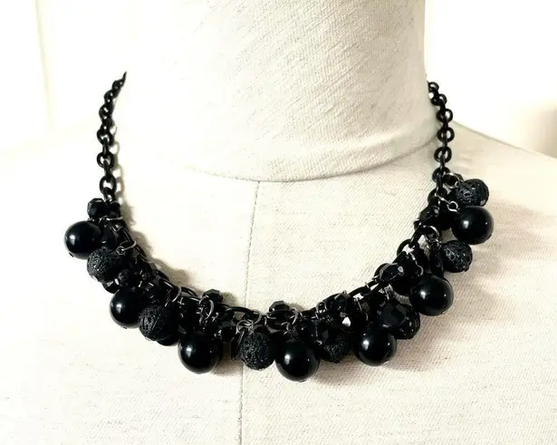 Ny Collection black beaded cluster necklace
