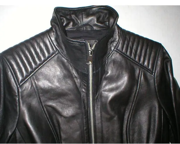 Marc New York New Womens Andrew Leather Jacket S Black Soft Quilted Shoulder Arm