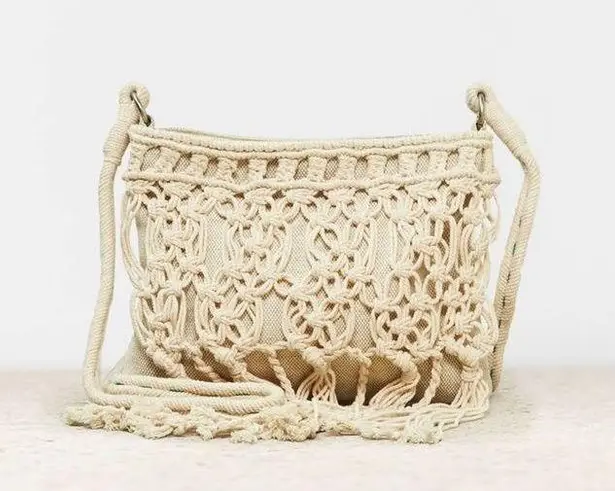 American Eagle Y2K AEO Macramé Tasseled Crossbody Purse