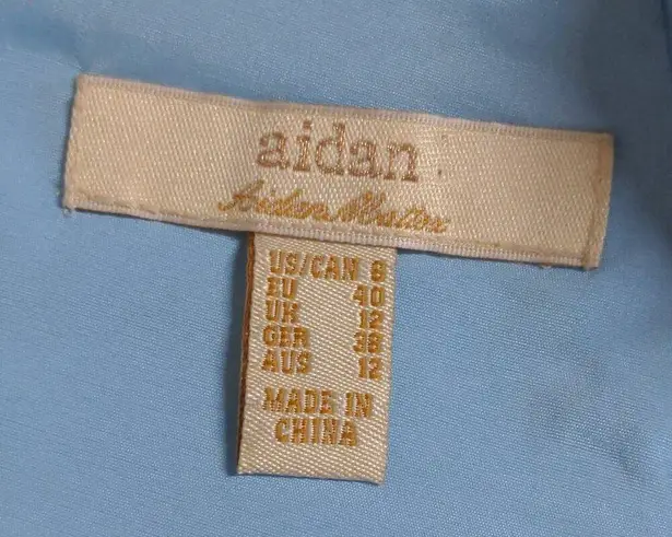 Aidan Mattox Aidan Dress Blue Metallic Embellished Stretch Zip Straps Mini 8