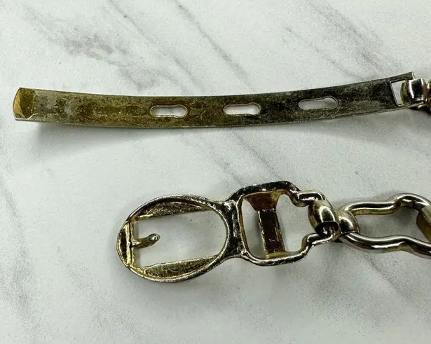 Vintage Textured Gold Tone Metal Chain Link Belt ✨