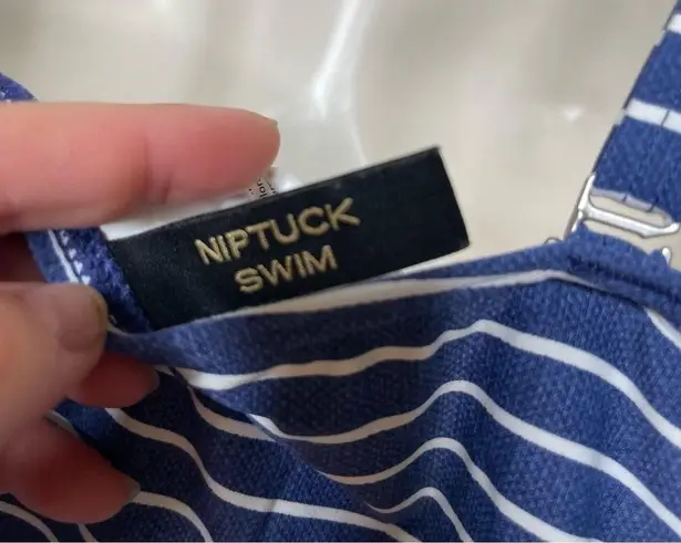 NIP TUCK SWIM One Piece Swimsuit Blue White Stripe sz US 10