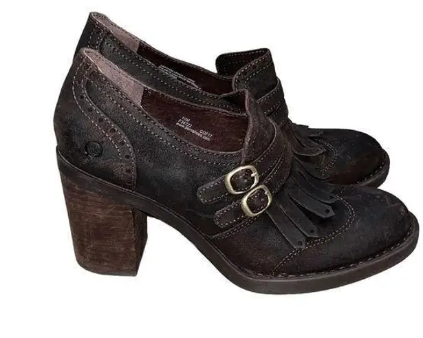 NEW Born Dark Brown Distressed Leather Hazel Kiltie Shoes Size 10