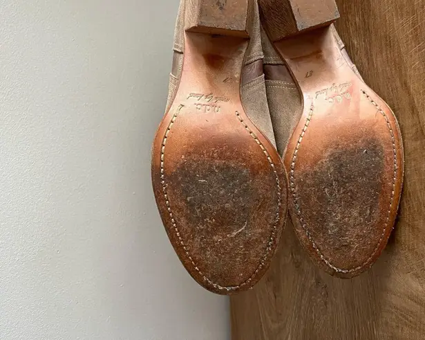 N.D.C. Made by Hand Suede Ankle Boots Beige Sand Western Braided Pull Tab Tan Size 7