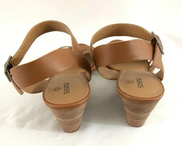 Susina Womens Sandals Wedge Heel Strappy Leather Ankle Strap Brown Size 10
