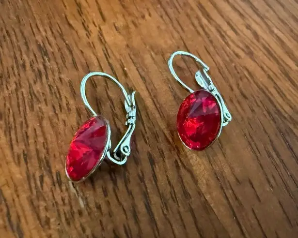Handcrafted earrings with red sparkly Swarovski crystal