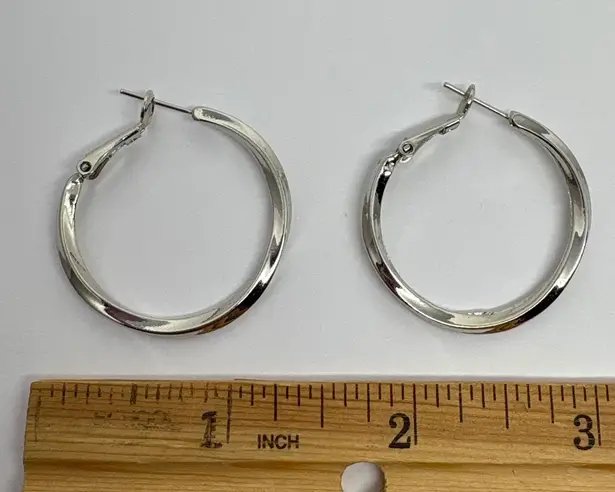 Y2K Heavy Silver Tone Hoop Earrings Women's Jewelry Classic Minimalist Style