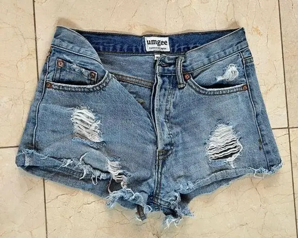 Umgee  Like New Blue Distressed Jean Shorts Sz 26 - Image 1