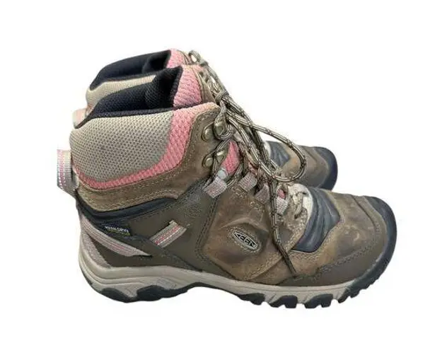 Keen Hiking Boots Women 8.5 Brown Pink Leather Gorpcore Outdoors Waterproof