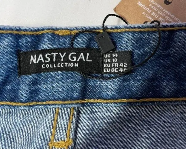 Nasty Gal Organic Denim High Waisted Mom Jeans Medium Wash Ankle SZ 10 NWT