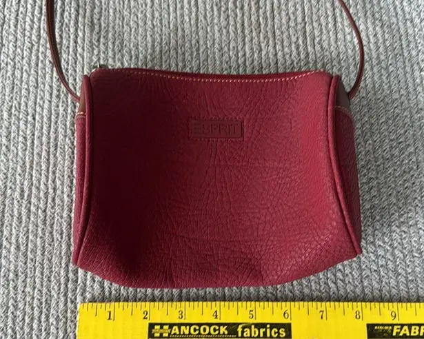 Esprit Vintage Red Pebbled Leather Crossbody Purse Brown Leather Strap