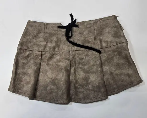 Zemeta Attic Box Tie Micro Skirt in Taupe Tan Size XS