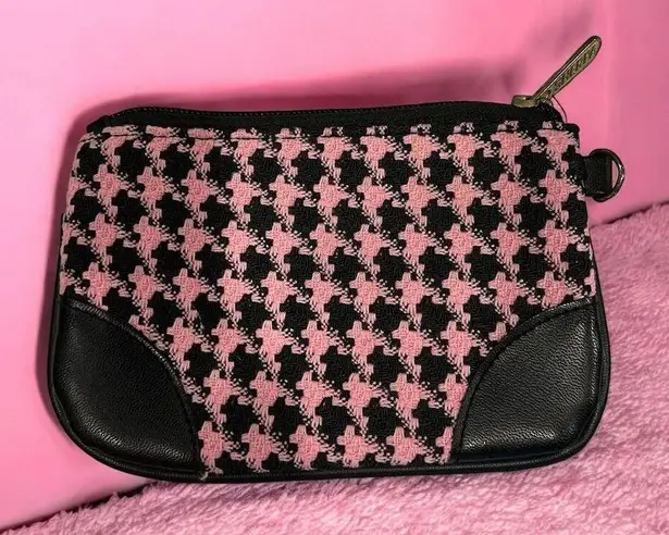 Sherpa Vintage Pink Houndstooth Pouch Classic Style