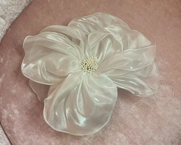 White satin flower pin/hair accessory
