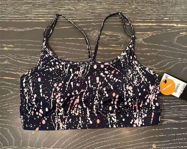 Ideology Women's Splatter Sports Bra Indigo Sea Small Yoga Pilates Activewear