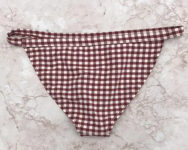 Topshop White and Brown Gingham Cheeky  Bikini Swim Bottoms