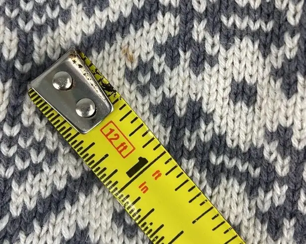 Vintage Fair Isle Sweater 100% Cotton Pullover Crewneck Size Large Gray White