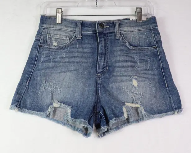 SNEAK PEEK Denim Shorts Distressed High Rise, Size S Blue