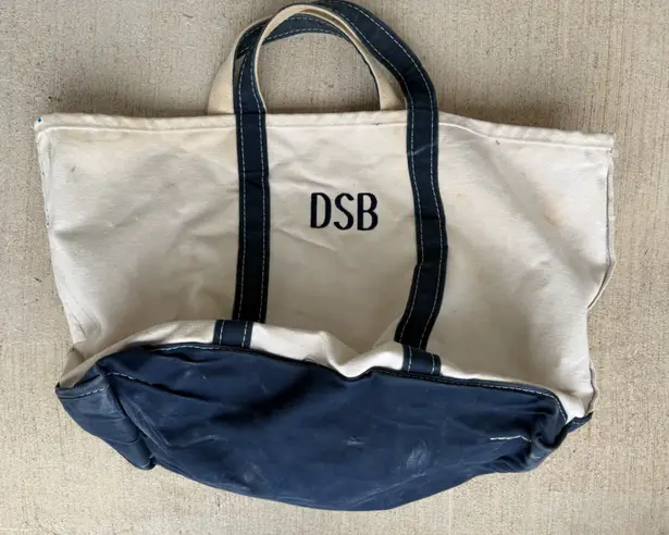 Vintage LL Bean Blue & White Canvas Boat & Tote Bag