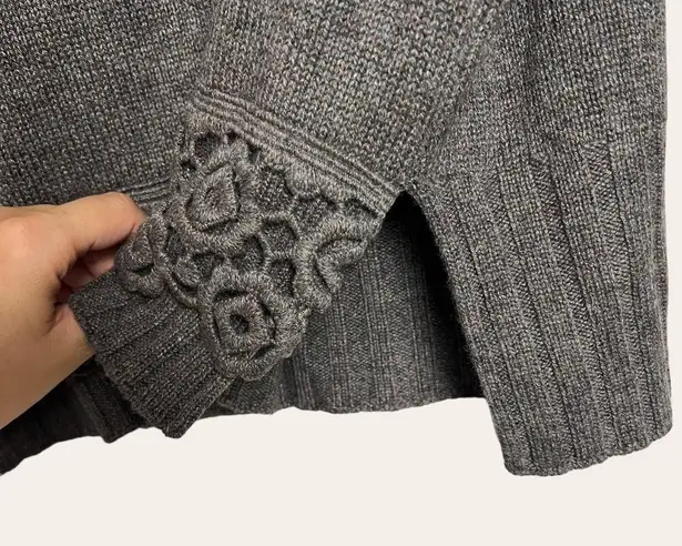 D. Exterior Gray Cashmere Silk Wool Pullover Crewneck Crochet Sweater Size Small - Image 5
