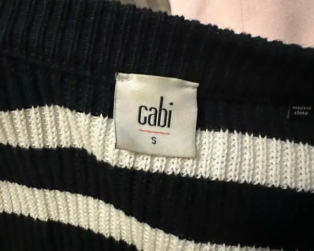 CAbi  Style 5289 Whistle Black White Stripe Cardigan Sweater Size S