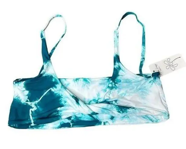 Daisy NWT Dippin 's Aqua Tie Dye Twisted Bralette Bikini Top Teal White Medium