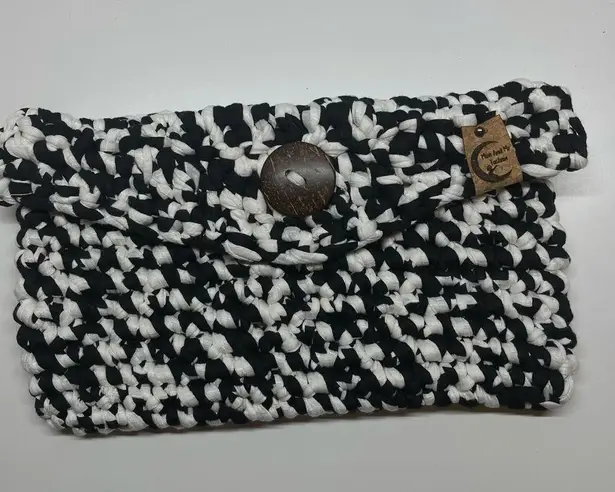 Handmade Envelope Bag Pouch t-shirt yarn Black Med