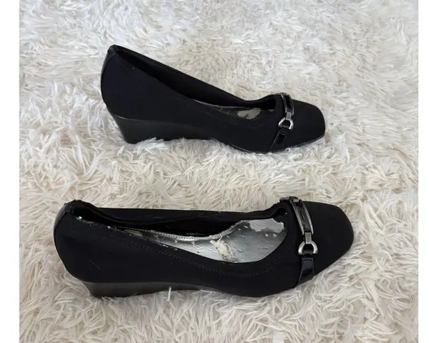 Coach Black Wedge Heels Pumps Shoes size 8