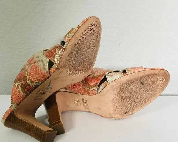 Johnston & Murphy Carrie Black Leather Slide Sandals Mule Heels Size 7.5