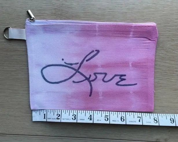 Love Makeup Bag Toiletry Pouch Handcrafted Tie Dye Pink