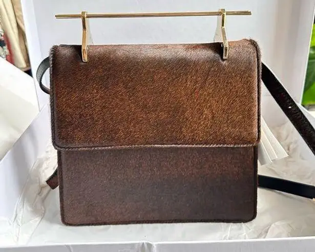 M2M Alletier NIB Brown Pony Leather Crossbody Bag