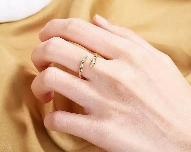 18K Gold Plated Adjustable Snake Ring for Women