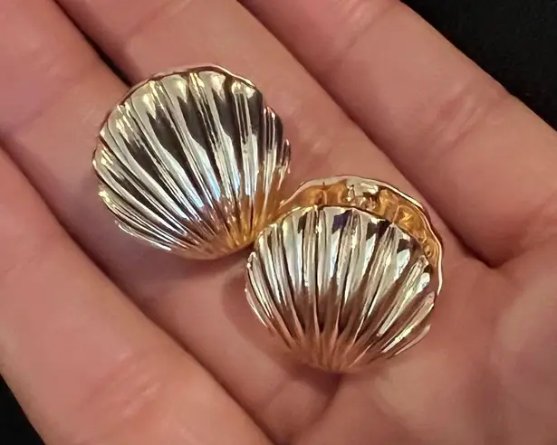 Boutique Gold Seashell Large Stud Earrings