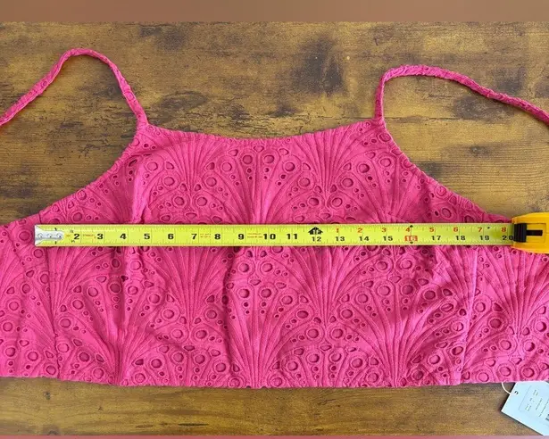 ANDIE NWT The Santiago Crop Top Size L Pink Eyelet 100% Cotton Back Tie