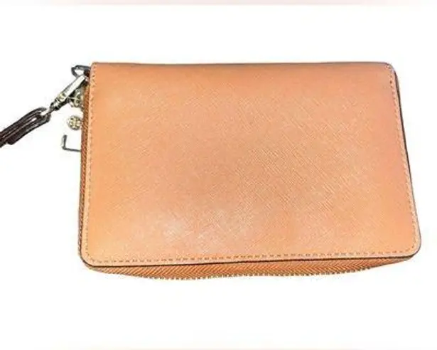 Tory Burch  Brown Saffiano Leather Wallet Wristlet