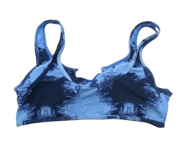 Womens Bikini Top Keyhole V Neck Tie Dye Removable Cups Blue M Size M