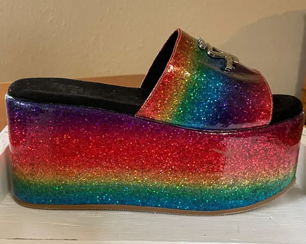 Shane Justin Rainbow Glitter Platform Sandals Shoes Euro Size 35 / US Size 5