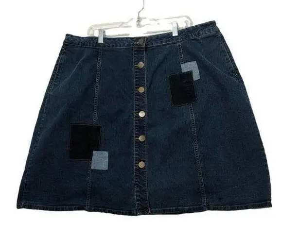 Harper Liv Women Denim Pencil Skirt 22 Patch work Botton Front Closure Pockets Blue Size undefined