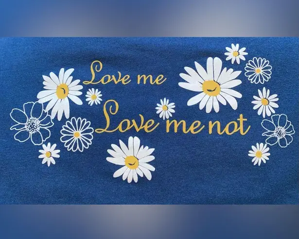 Blair daisy short sleeve crewneck blue white yellow soft tee T-shirt top size L